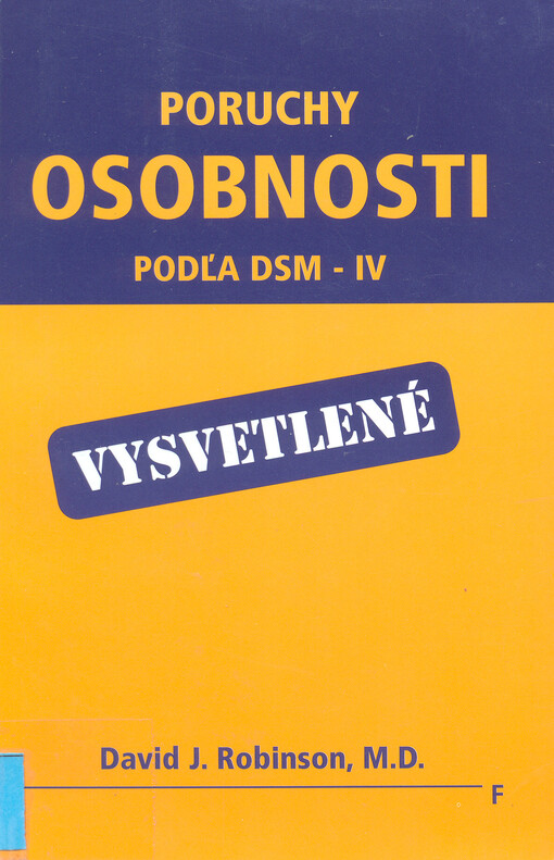 Poruchy osobnosti podľa DSM-IV : vysvetlené