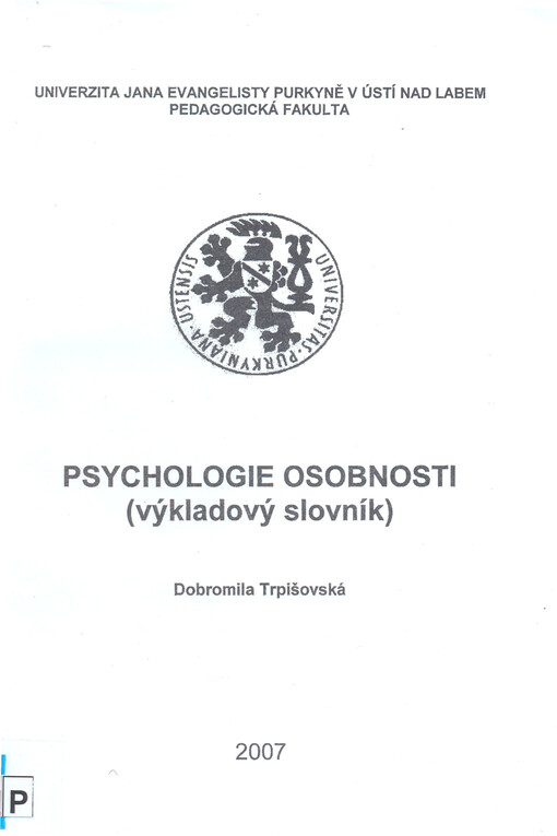 Psychologie osobnosti : (výkladový slovník)