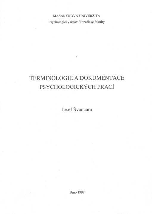 Terminologie a dokumentace psychologických prací