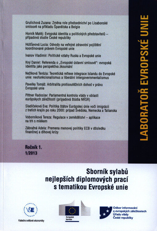 Laboratoř Evropské unie :sborník sylabů nejlepších diplomových prací s tematikou Evropské unie