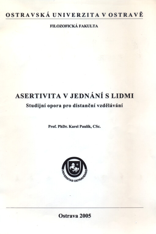 Asertivita v jednání s lidmi : studijní opora pro distanční vzdělávání
