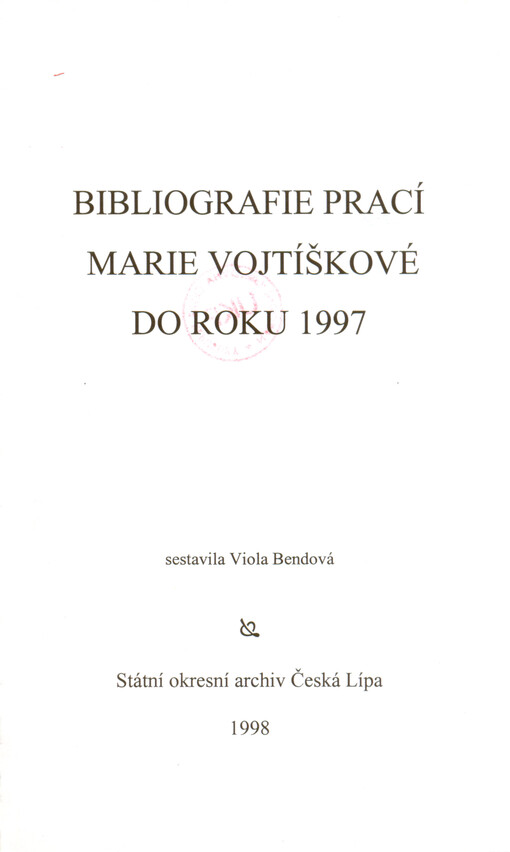 Bibliografie prací Marie Vojtíškové do roku 1997