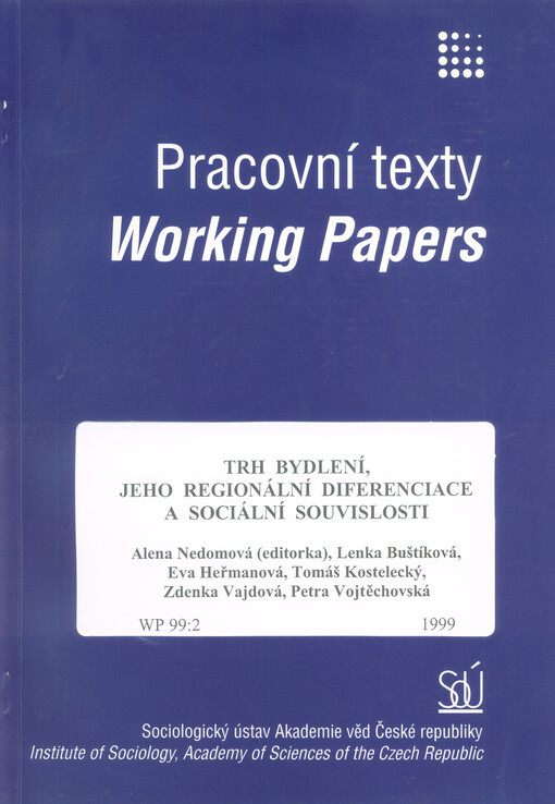 Trh bydlení, jeho regionální diferenciace a sociální souvislosti