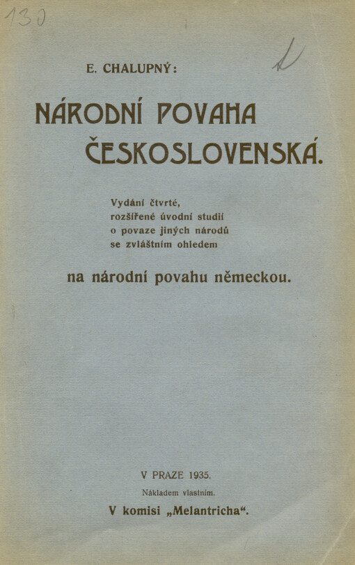 Národní filosofie československá.Díl 1,Národní povaha československá