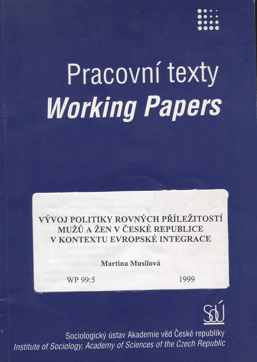 Vývoj politiky rovných příležitostí mužů a žen v České republice v kontextu evropské integrace