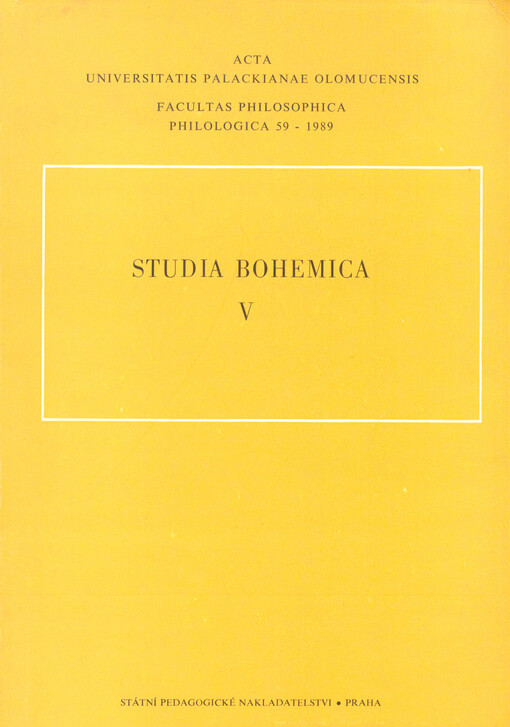 Acta Universitatis Palackianae Olomucensis.   Facultas philosophica.|Philologica.|Studia Bohemica ... 