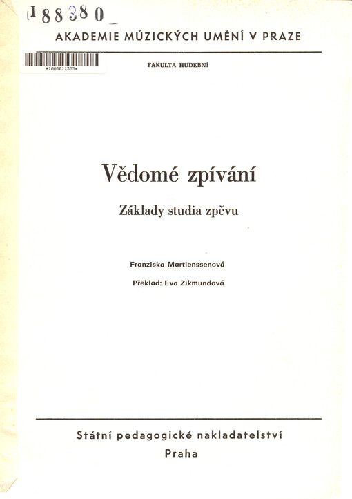Vědomé zpívání :základy studia zpěvu