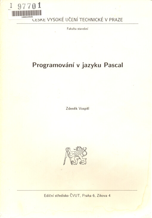 Programování v jazyku Pascal: určeno pro stud. fak. stavební