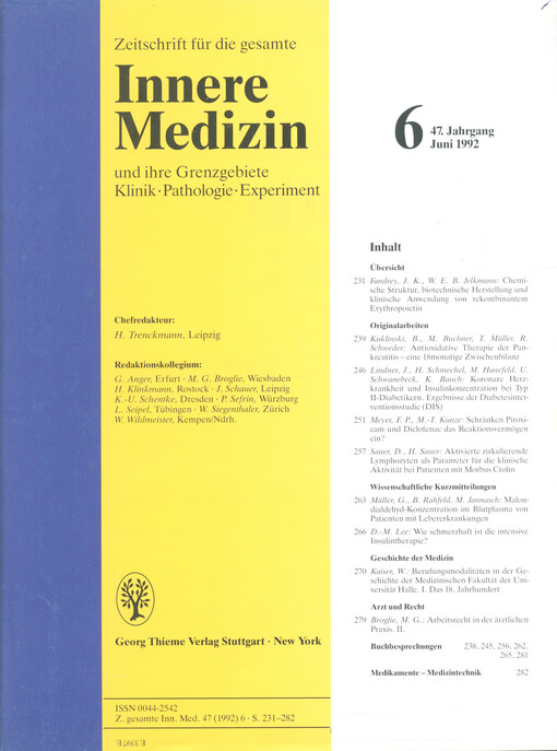 Zeitschrift für die gesamte innere Medizin und ihre Grenzgebiete.    