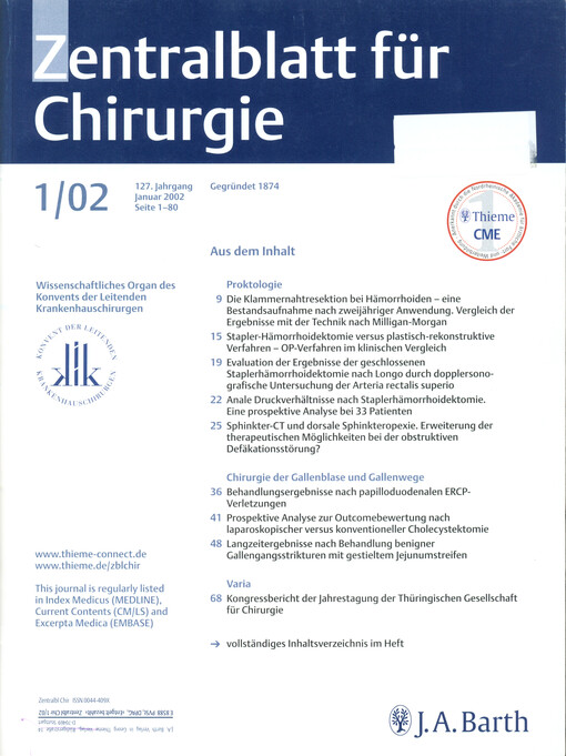 Zentralblatt für Chirurgie.    