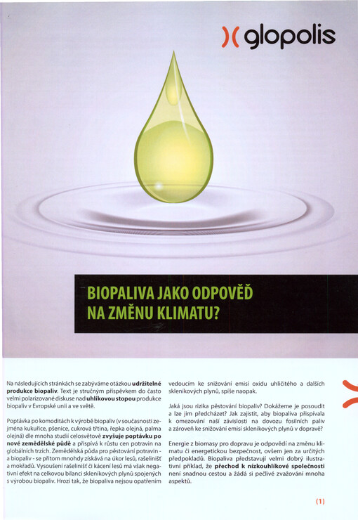 Biopaliva jako odpověď na změnu klimatu?