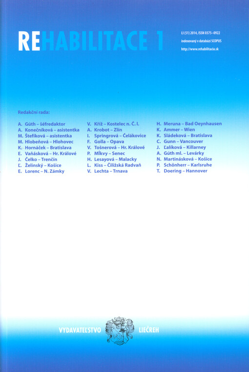 Rehabilitácia : časopis Ústavu pre ďalšie vzdelavanie SZP v Bratislave