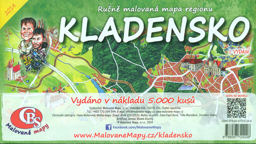 Ručně malovaná mapa regionu Kladensko
