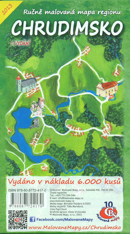 Ručně malovaná mapa regionu Chrudimsko