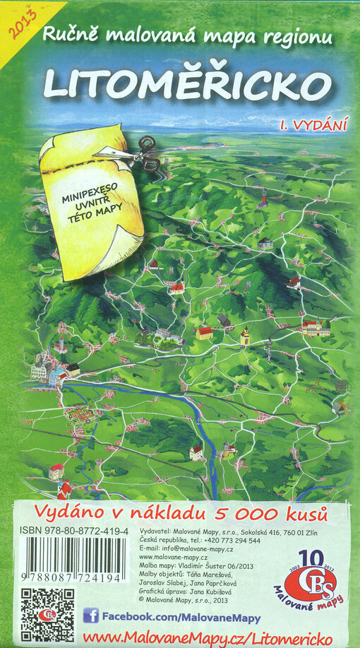 Ručně malovaná mapa regionu Litoměřicko    