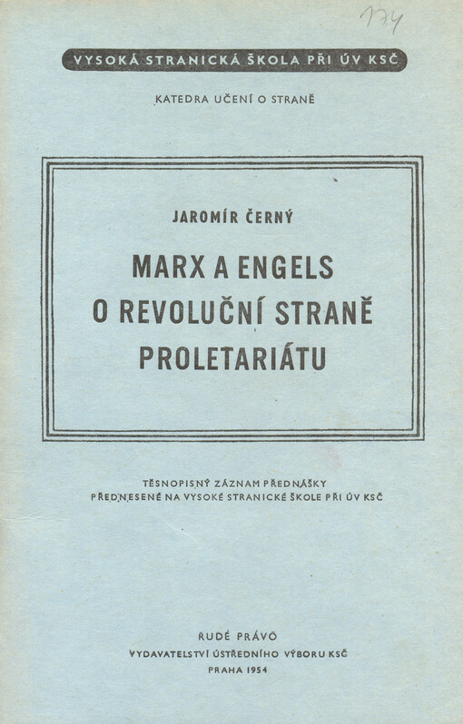 Marx a Engels o revoluční straně proletariátu