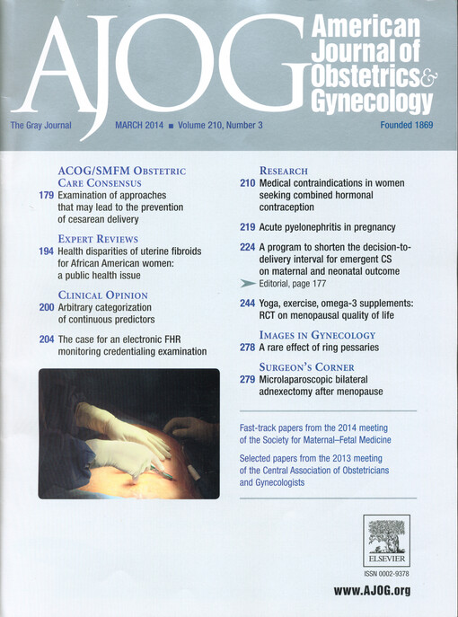 American journal of obstetrics and gynecology : the Gray journal   