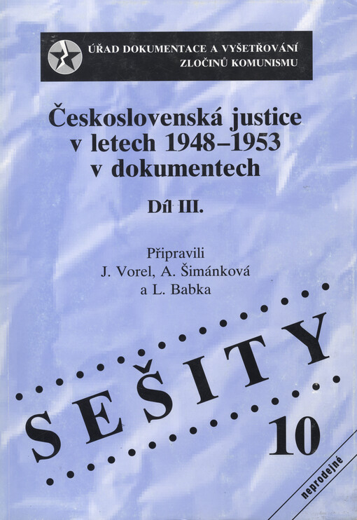 Československá justice v letech 1948-1953 v dokumentech, 3. díl