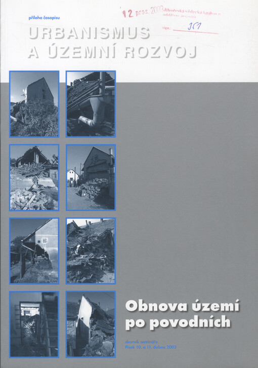 Obnova území po povodních: sborník semináře : Písek 10. a 11. dubna 2003