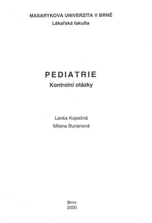 Pediatrie : kontrolní otázky