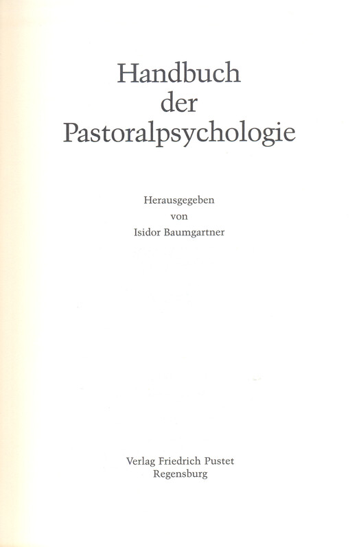 Handbuch der Pastoralpsychologie
