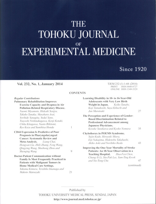 The Tohoku journal of experimental medicine