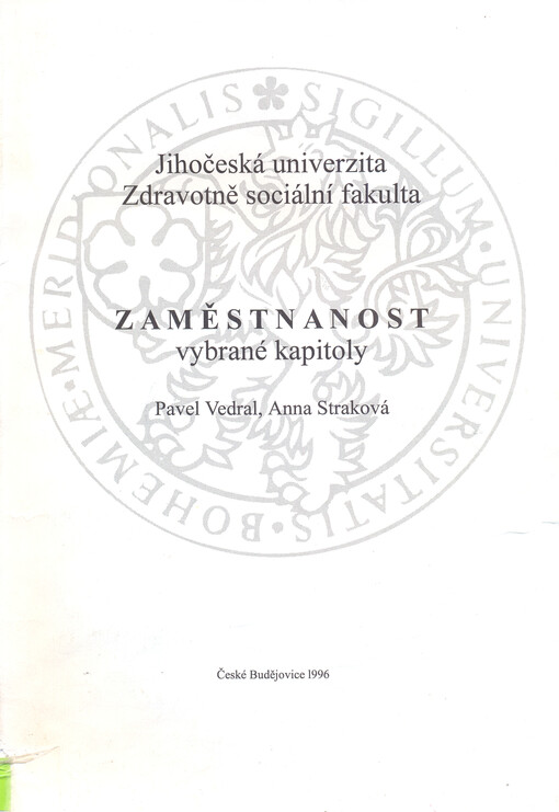 Zaměstnanost : vybrané kapitoly