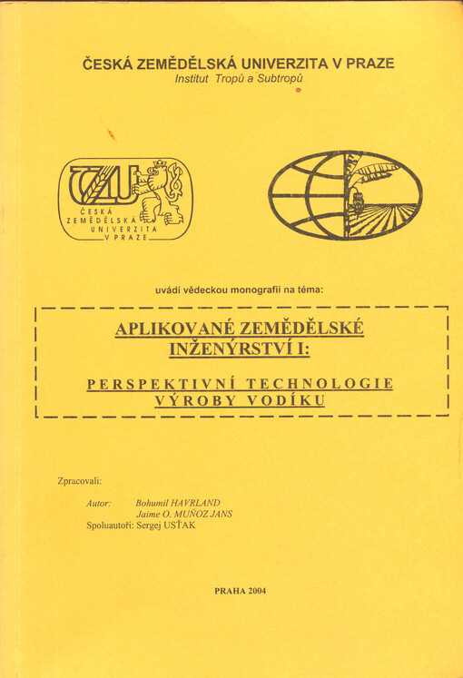 Aplikované zemědělské inženýrství I :perspektivní technologie výroby vodíku