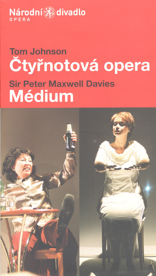 Tom Johnson, Čtyřnotová opera = Tom Johnson, The four note opera : opera o jednom dějství z roku 1972 na libreto skladatele ; Peter Maxwell Davies, Médium = Peter Maxwell Davies, The medium : monodrama z roku 1981 na libreto skladatele : česká premiéra 2.