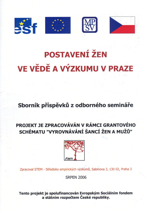 Postavení žen ve vědě a výzkumu v Praze : informační brožura k projektu