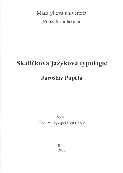 Skaličkova jazyková typologie