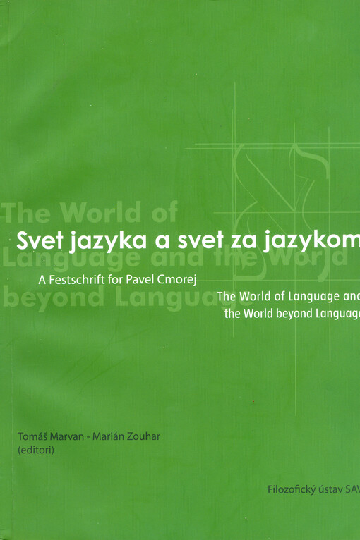 Filozofický ústav SAV Svet jazyka a svet za jazykom - Tomáš Marvan