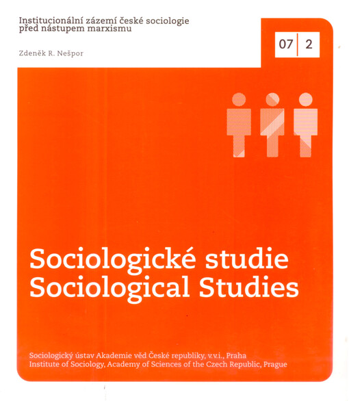 Institucionální zázemí české sociologie před nástupem marxismu