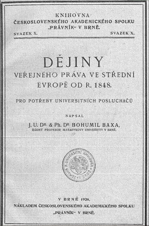 Dějiny veřejného práva ve střední Evropě od r. 1848 :pro potřeby universitních posluchačů