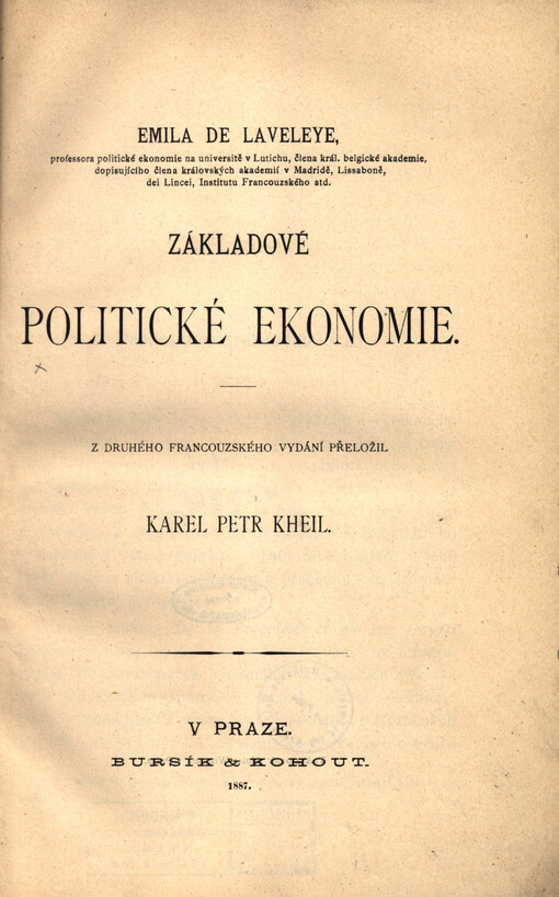 Émila de Laveleye Základové politické ekonomie