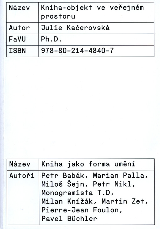 Kniha - objekt ve veřejném prostoru