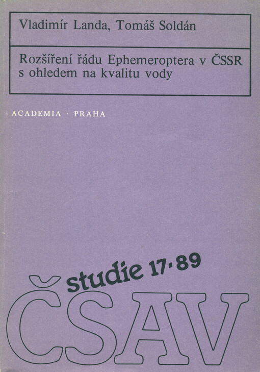 Rozšíření řádu Ephemeroptera v ČSSR s ohledem na kvalitu vody