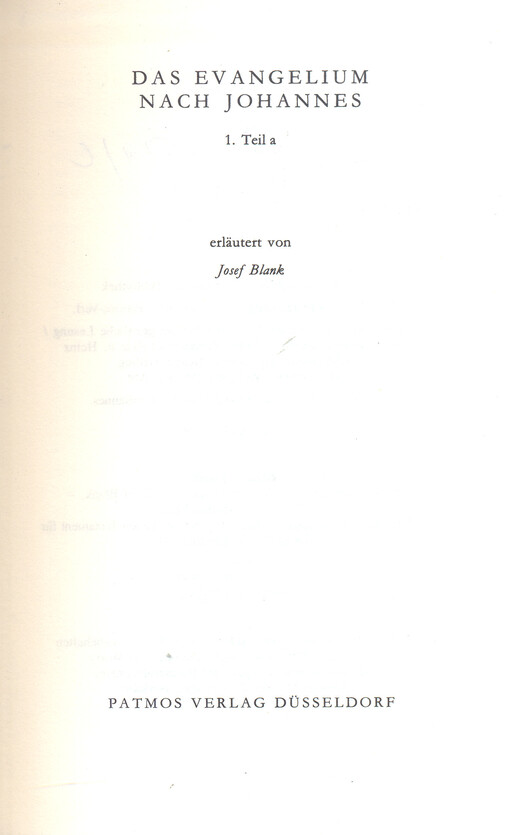 Das Evangelium nach Johannes.  Teil 1a  