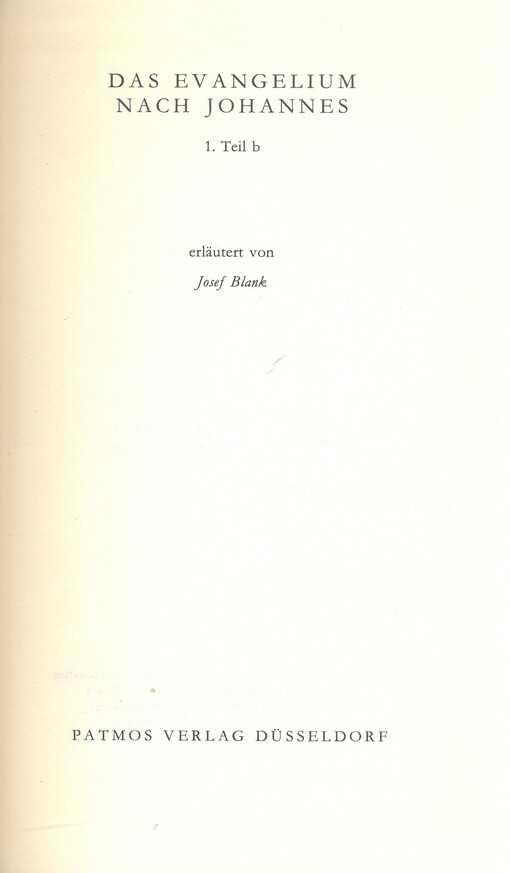 Das Evangelium nach Johannes.  Teil 1b  
