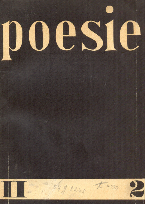 Poesie :čtvrtletní sborník pro umění a kritiku : čtvrtletní sborník pro poesii a literární vědu