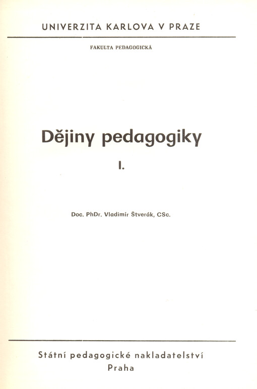 Dějiny pedagogiky I