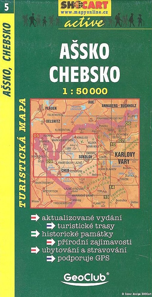 Ašsko Chebsko : turistická mapa 1:50 000 : aktualizované vydání, turistické trasy, historické památky, přírodní zajímavosti, ubytování a stravování, podporuje GPS
