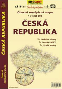 Česká republika obecně zeměpisná mapa 1:1 250 000 : zeměpisné rekordy, památky UNESCO, přírodní poměry