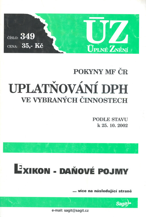 Uplatňování DPH ve vybraných činnostech : pokyny MF ČR : podle stavu k 25.10.2002