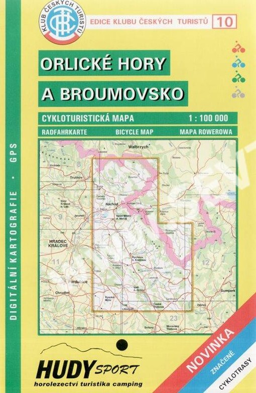 Orlické hory a Broumovsko cykloturistická mapa 1:100^000 : novinka, značené cyklotrasy, průvodce : digitální kartografie; GPS