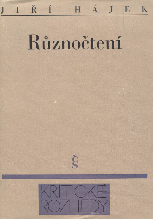 Různočtení :z kritického zápisníku