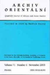 Archiv orientální : journal of the Czechoslovak Oriental Institute, Prague