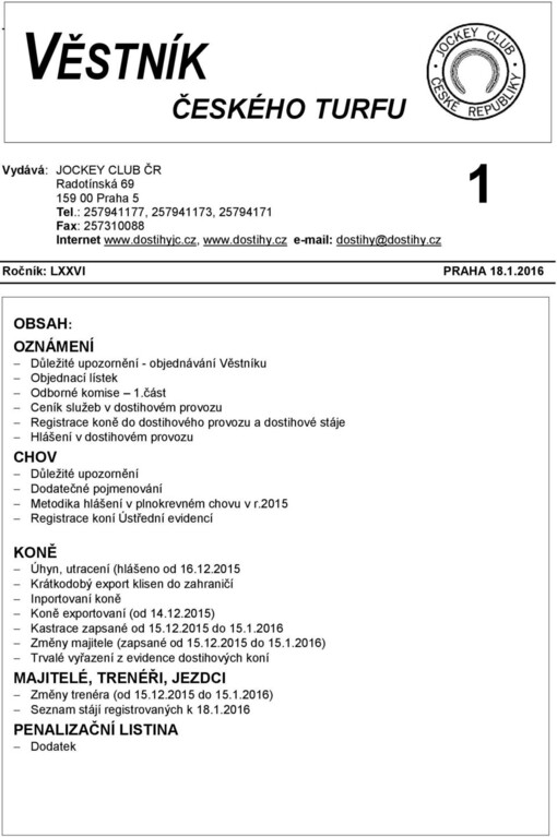 Věstník českého turfu