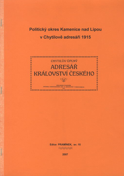 Politický okres Kamenice nad Lipou v Chytilově adresáři 1915