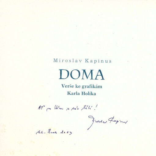 Doma :Verše ke grafikám Karla Holíka